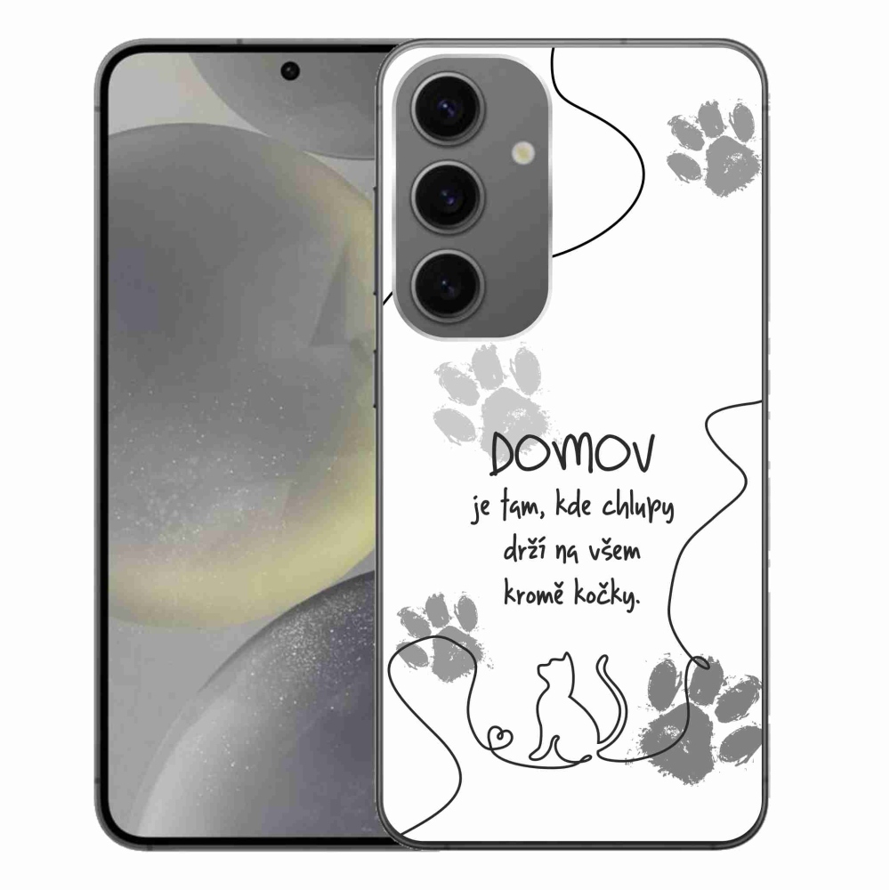 Gelový kryt mmCase na Samsung Galaxy S24+ - kočičí motiv bílé pozadí