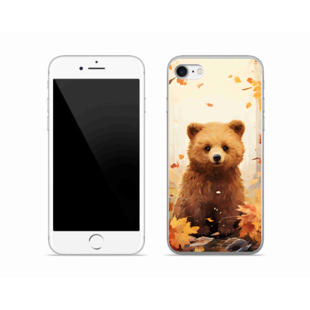 Gelový kryt mmCase na iPhone SE (2022) - medvěd v lese