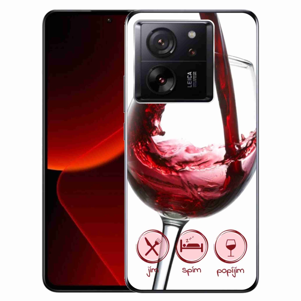 Gelový obal mmCase na Xiaomi 13T/13T Pro - sklenička vína červené