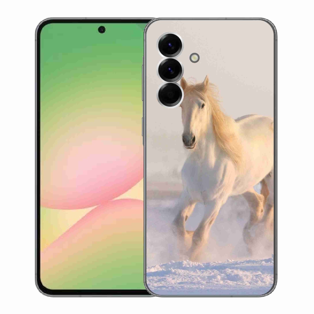 Gelový kryt mmCase na Samsung Galaxy A56 5G - kůň ve sněhu