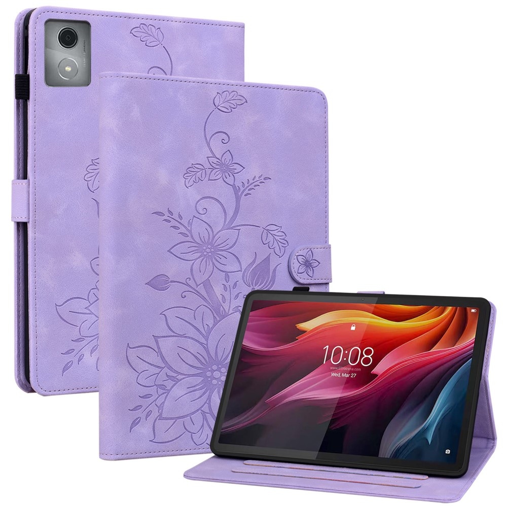 Flowers zavírací pouzdro na Lenovo Tab K11 Plus - fialové