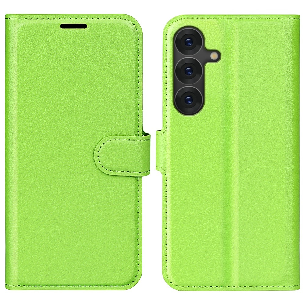 Litchi knížkové pouzdro na Samsung Galaxy S25+ - zelené