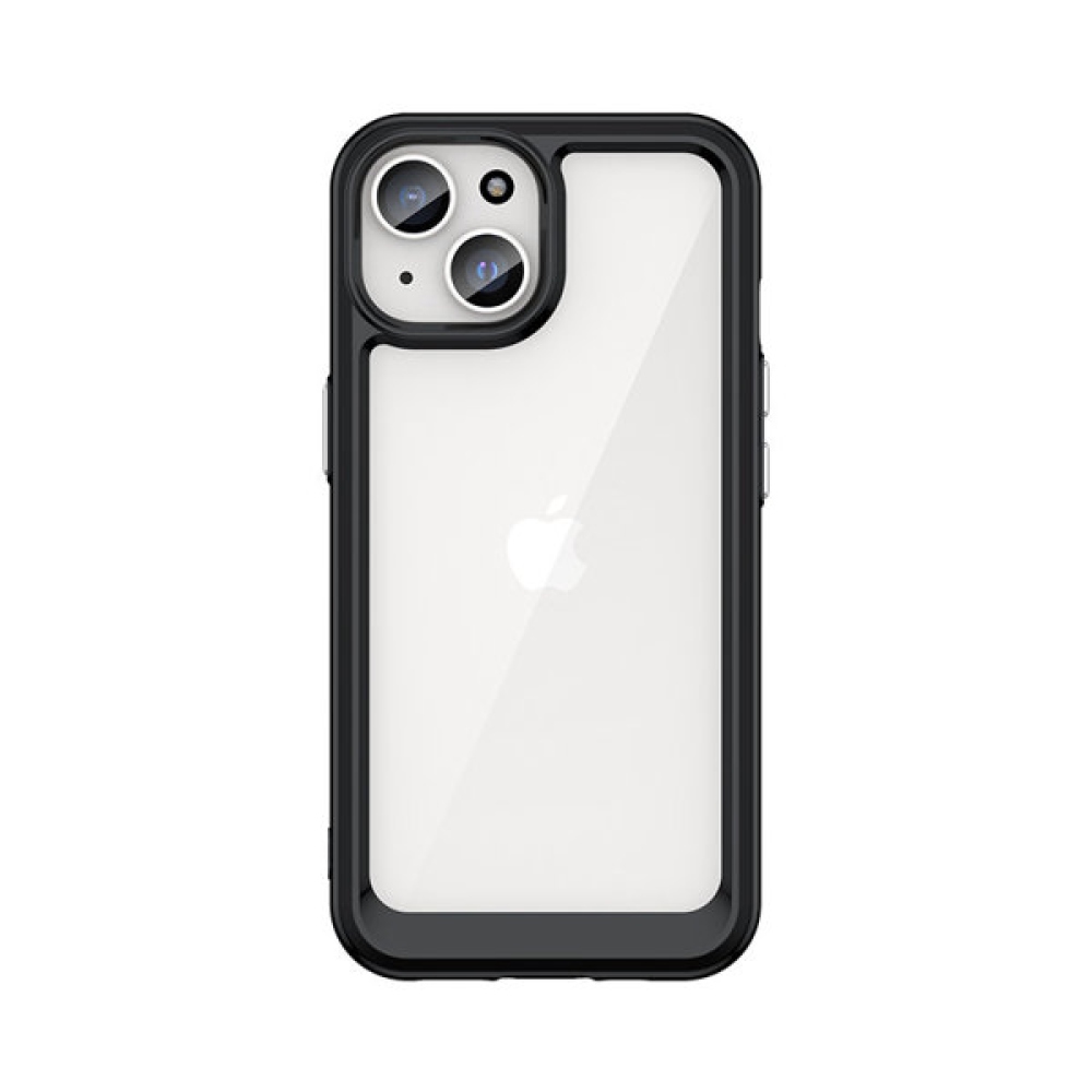 Gelový obal s pevnými zády na iPhone 15 - černý
