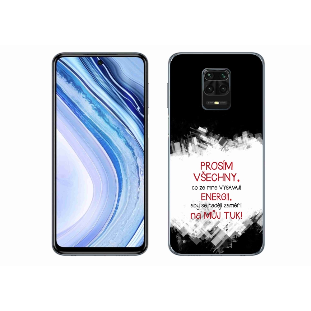 Gelový kryt mmCase na Xiaomi Redmi Note 9S - vtipný text 1 červený