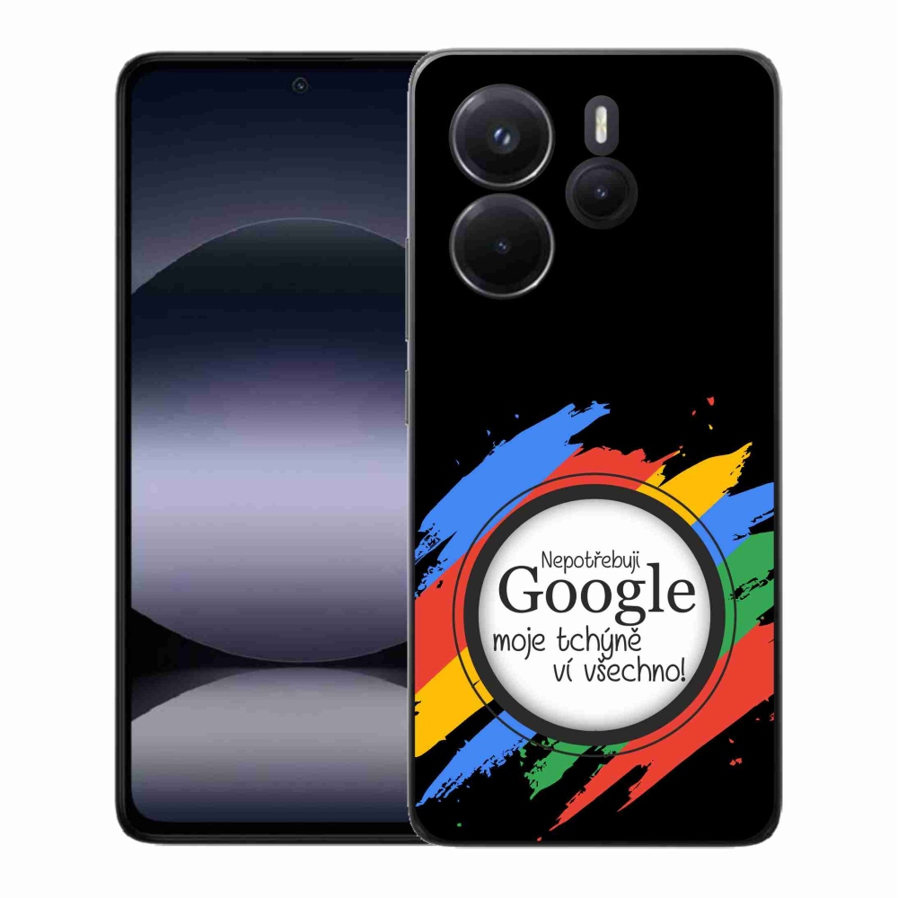 Gelový kryt mmCase na Xiaomi Redmi Note 14 - tchýně ví všechno černé pozadí