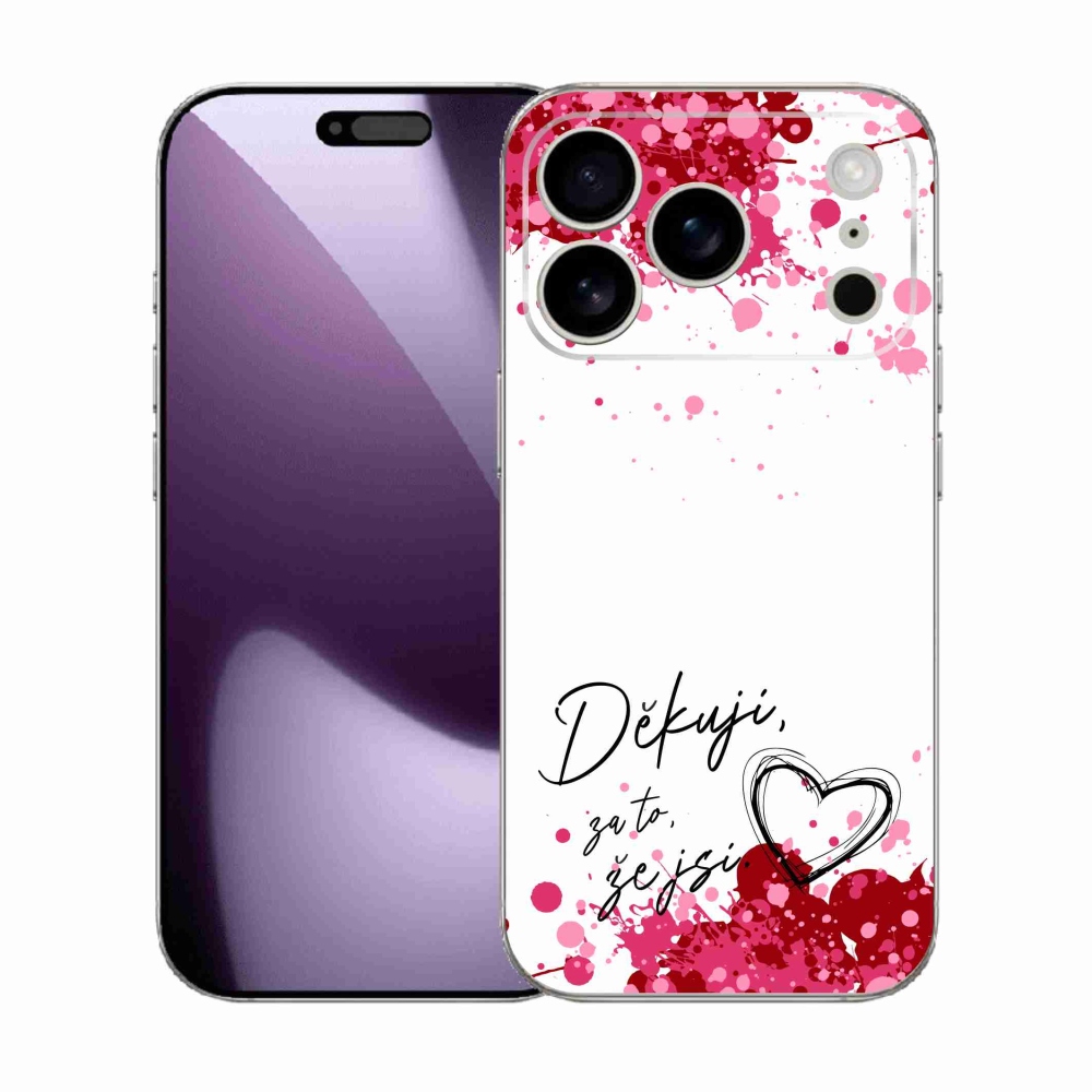 Gelový kryt mmCase na iPhone 17 Pro - zamilovaný text 2 bílé pozadí