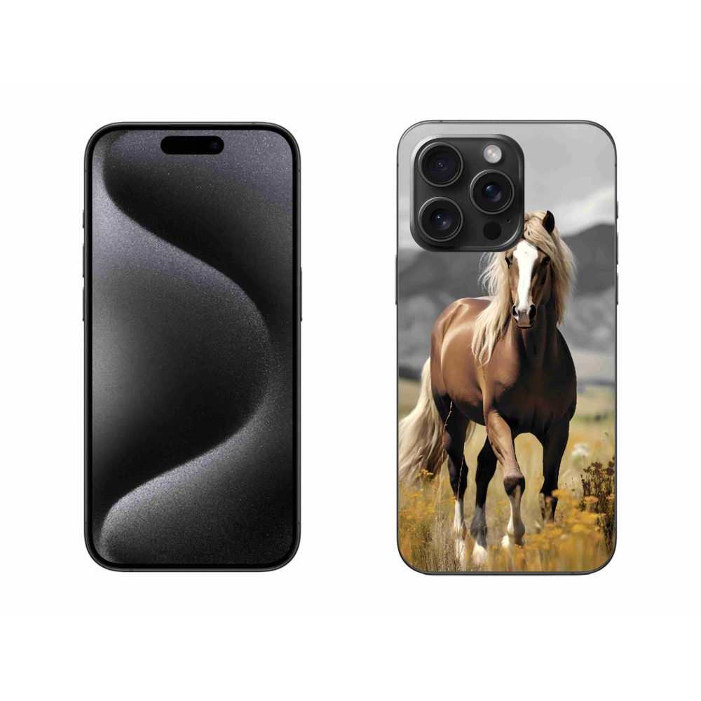 Gelový kryt mmCase na iPhone 15 Pro Max - hnědý kůň 1