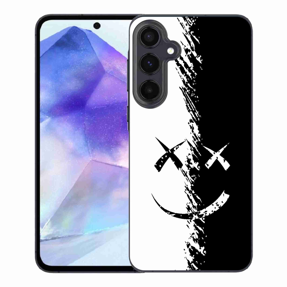 Gelový kryt mmCase na Samsung Galaxy A55 5G - černobílý smajlík