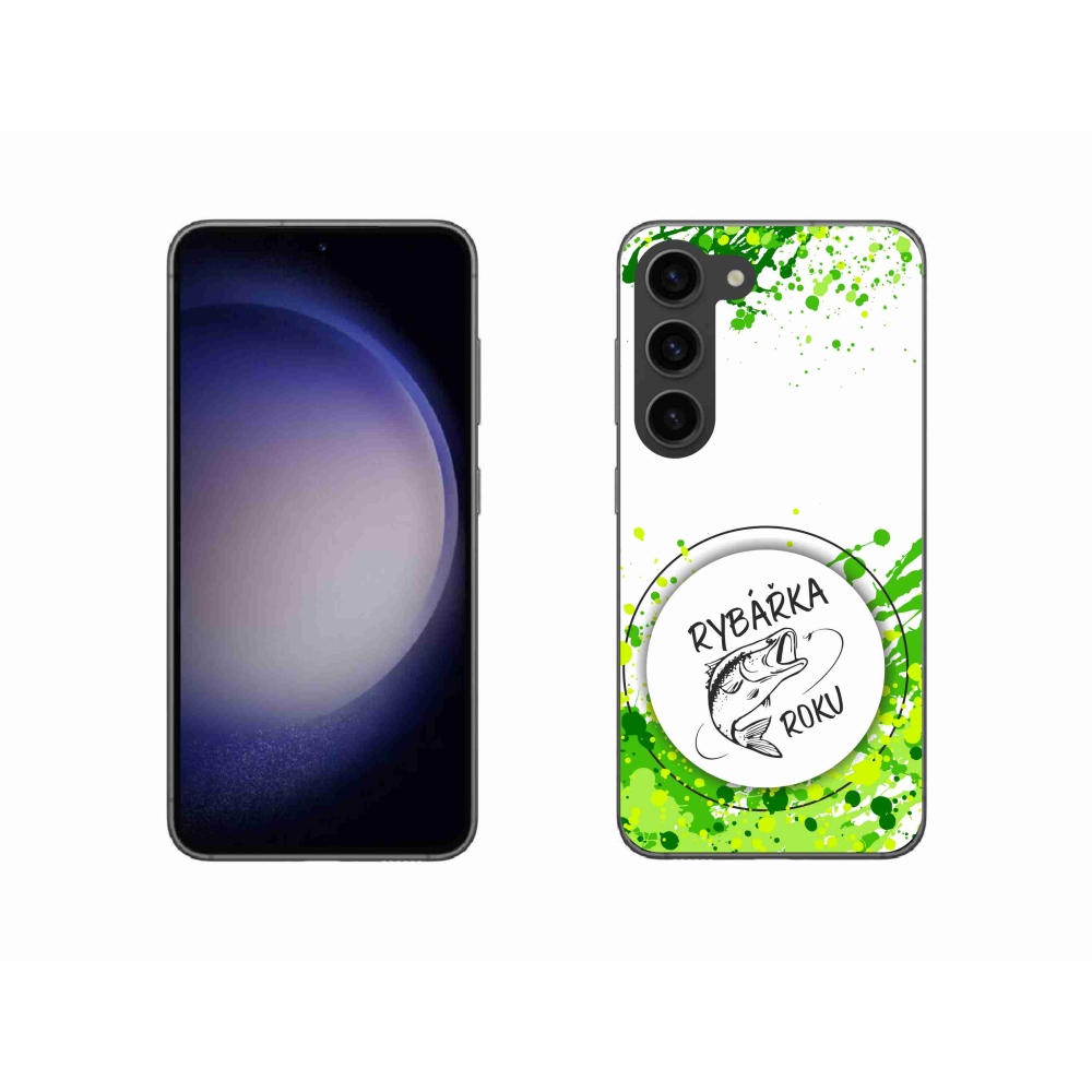 Gelový kryt mmCase na Samsung Galaxy S23 5G - rybářka roku bílé pozadí