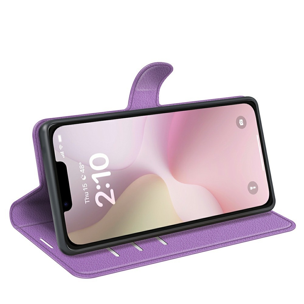 Litchi knížkové pouzdro na iPhone 16e - fialové