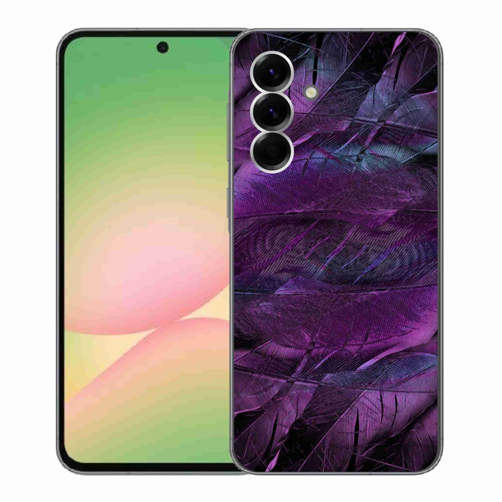 Gelový kryt mmCase na Samsung Galaxy A56 5G - fialová pírka