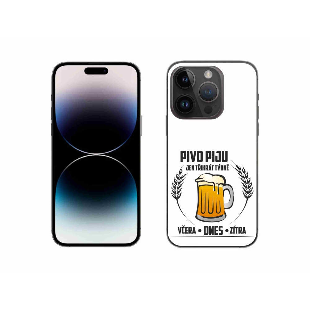 Gelový kryt mmCase na iPhone 14 Pro 6.1 - pivní motiv bílé pozadí