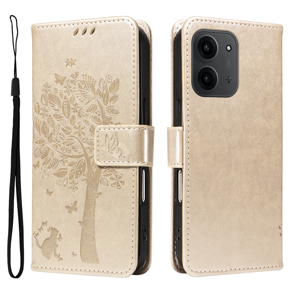 Trees knížkové pouzdro na Xiaomi Redmi 15C 4G/5G (173mm) - zlaté