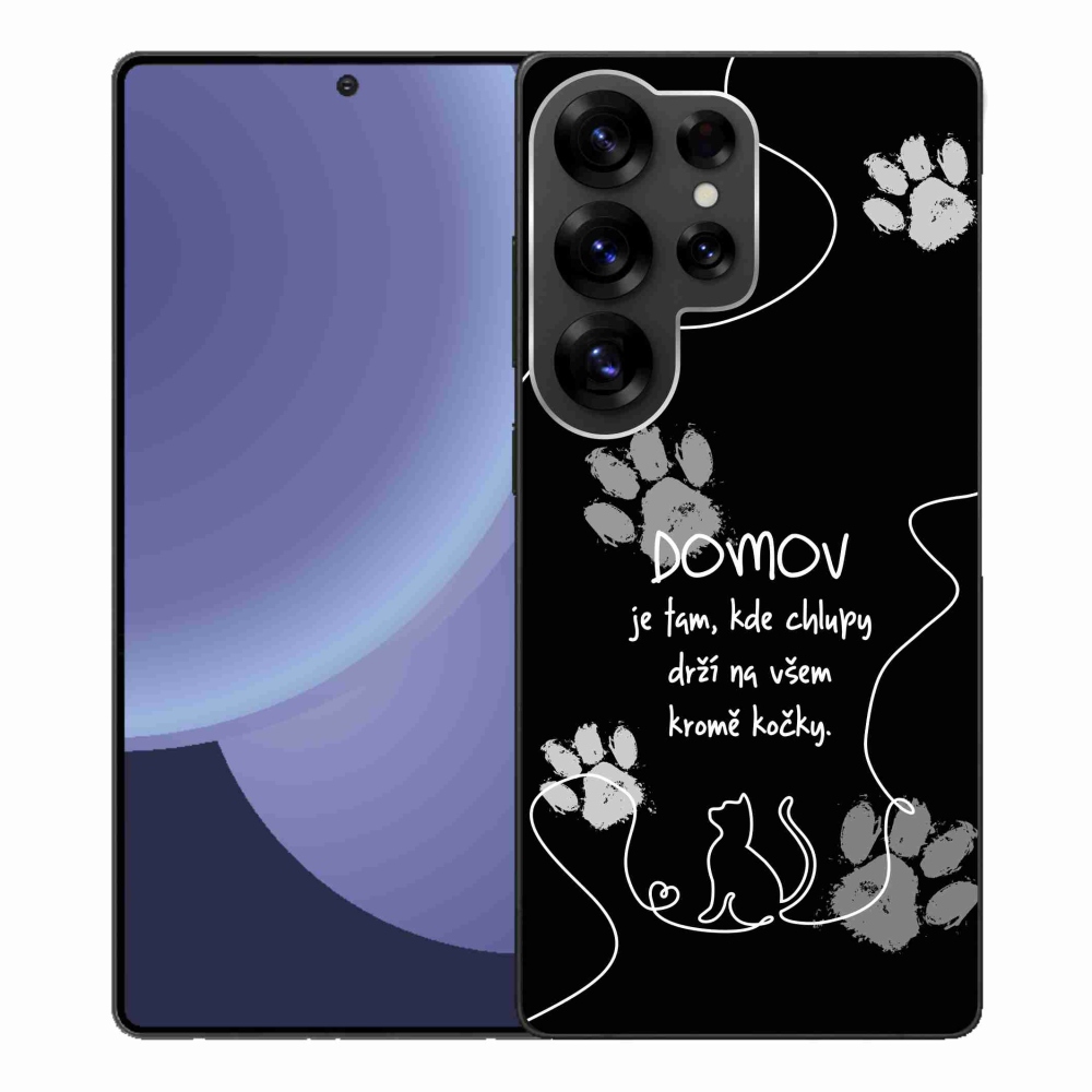 Gelový kryt mmCase na Samsung Galaxy S25 Ultra - kočičí motiv černé pozadí