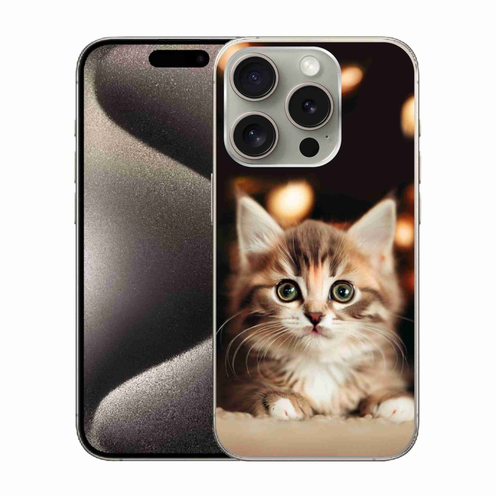 Gelový kryt mmCase na iPhone 15 Pro - roztomilé kotě 2