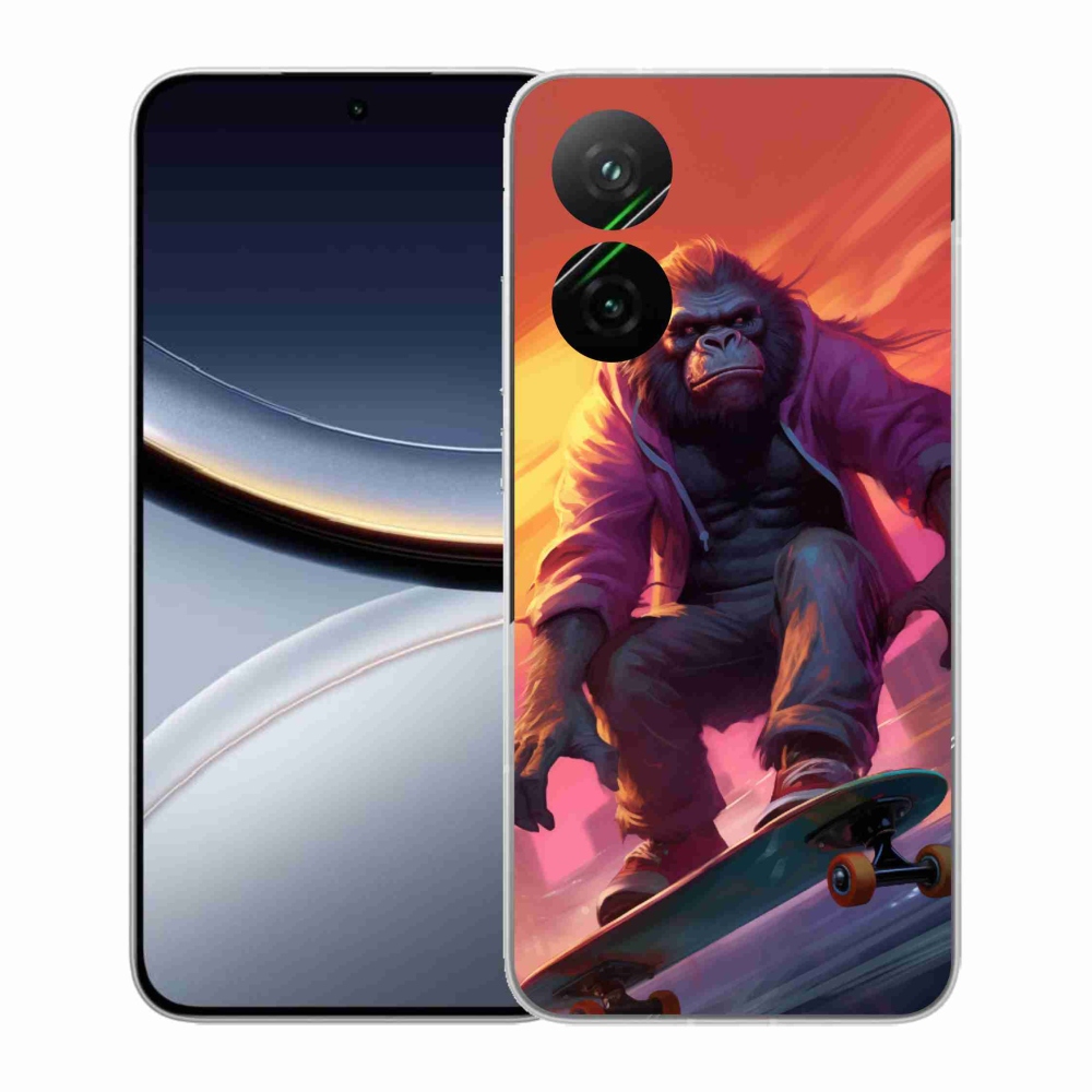 Gelový kryt mmCase na Xiaomi Poco F7 5G - gorila na skateboardu