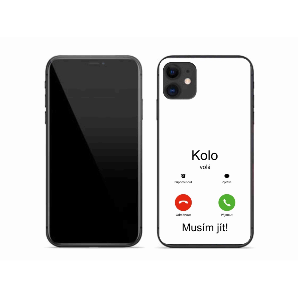 Gelový kryt mmCase na iPhone 11 - kolo volá bílé pozadí