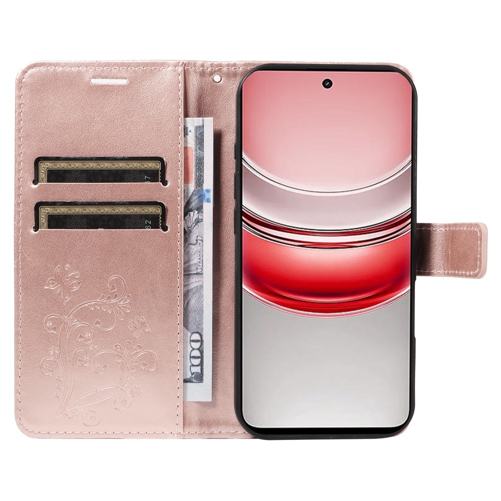 Big Butterfly knížkové pouzdro na Realme C75 - růžovozlaté
