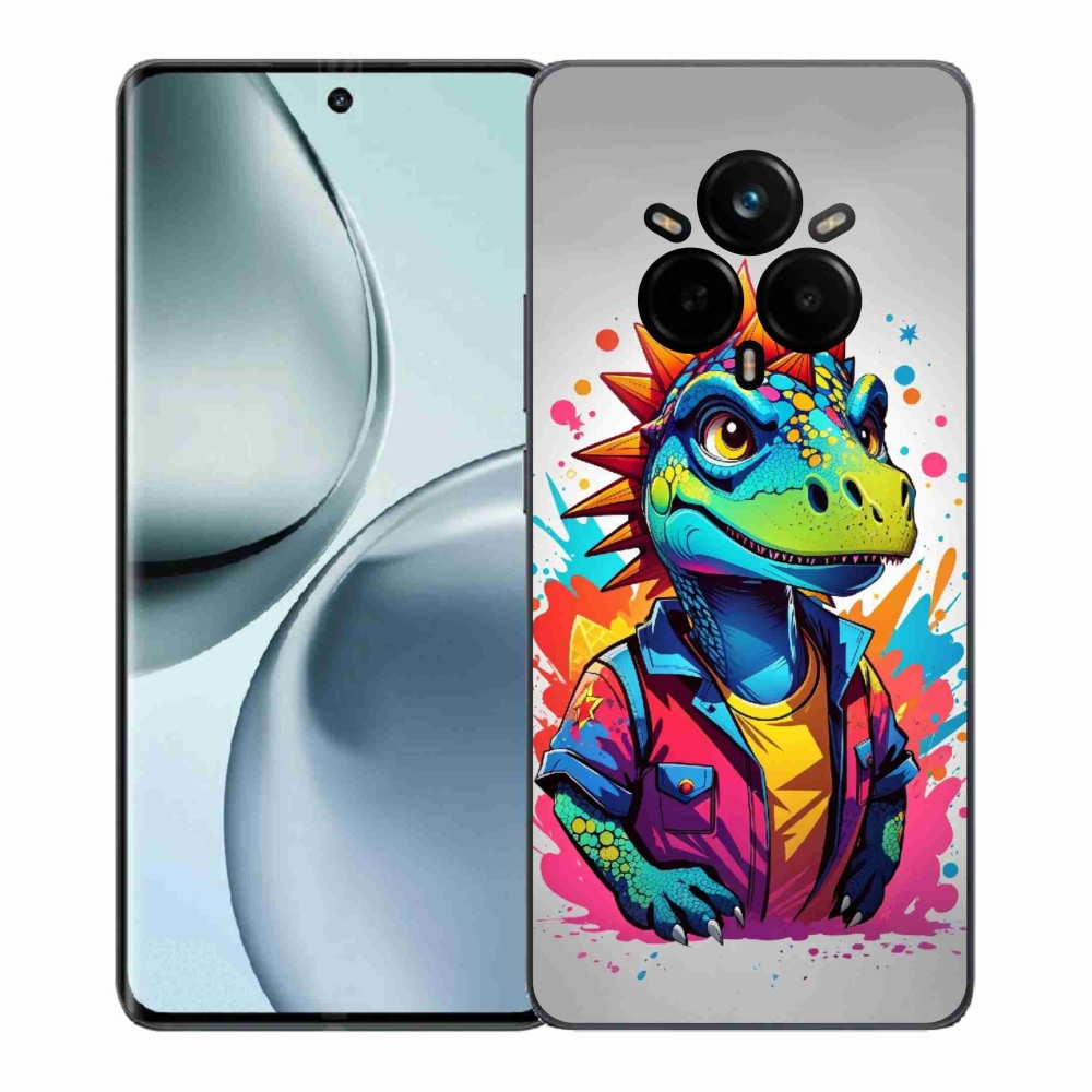 Gelový kryt mmCase na Realme 14 Pro+ 5G - barevný dinosaurus