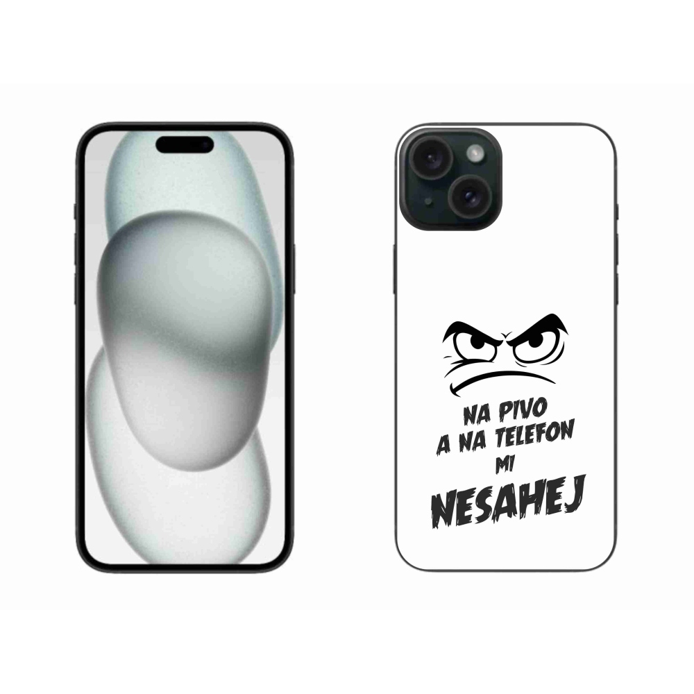 Gelový kryt mmCase na iPhone 15 Plus - pivní motiv 2 bílé pozadí