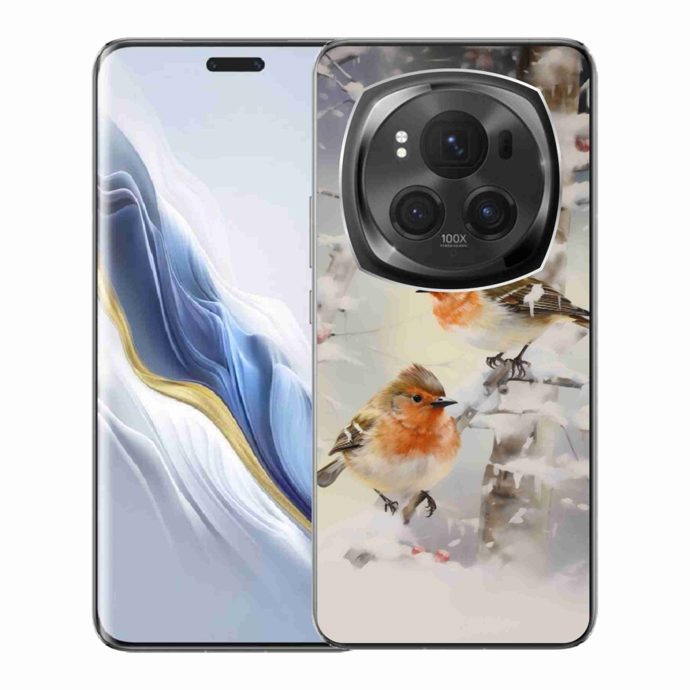 Gelový kryt mmCase na Honor Magic 6 Pro 5G - ptáčci v zimě