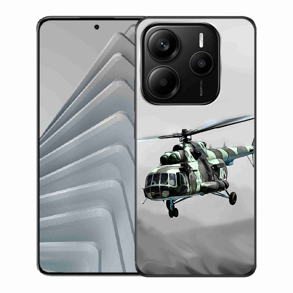 Gelový kryt mmCase na Xiaomi Redmi Note 14 5G - vojenský vrtulník