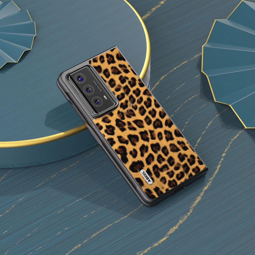 Leopard plastové pouzdro s umělou kůží na Honor Magic V2 - zlaté