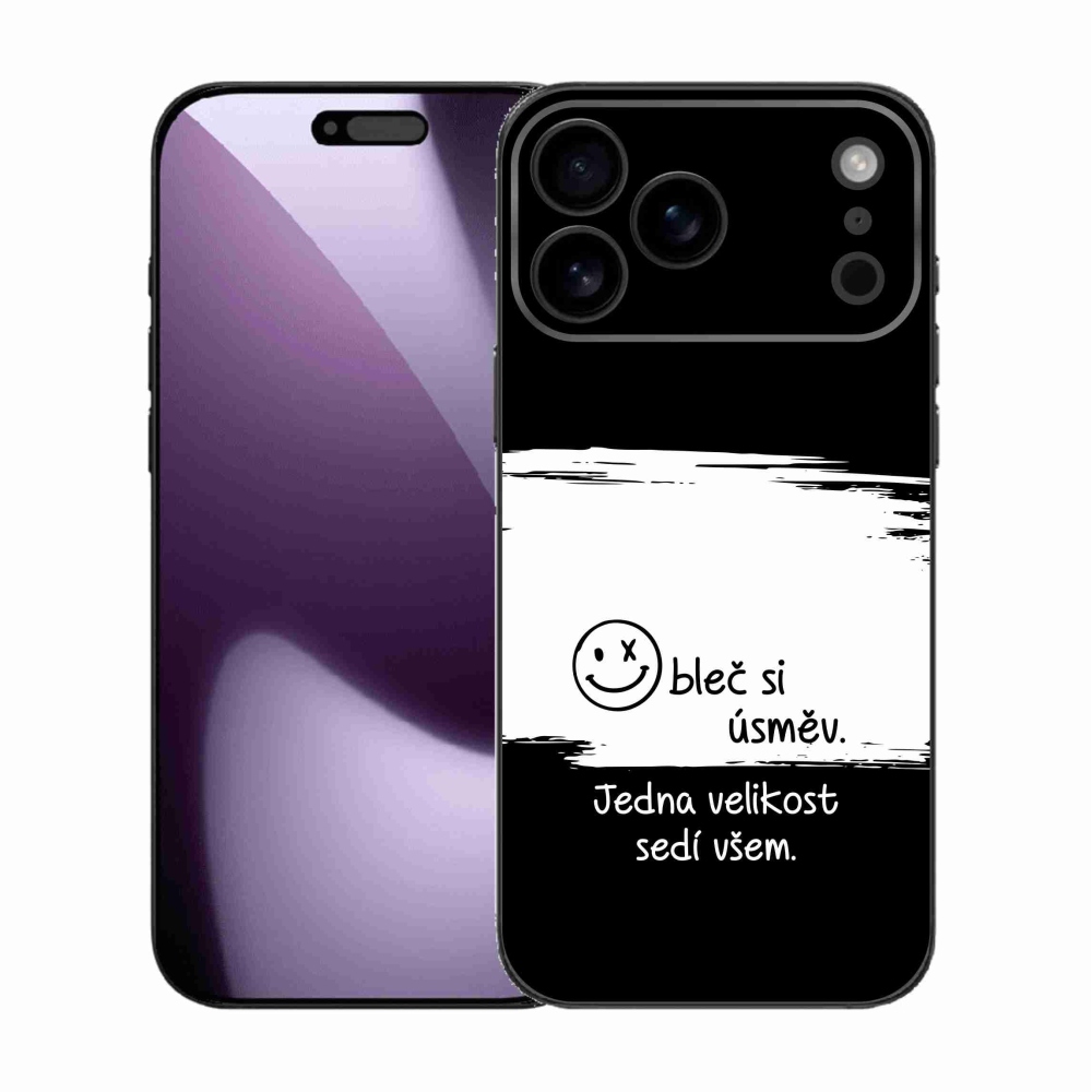 Gelový kryt mmCase na iPhone 17 Pro Max - vtipný text 8 bíločerné pozadí