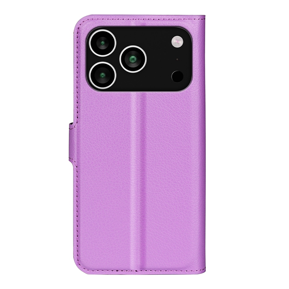 Litchi knížkové pouzdro na iPhone 17 Pro - fialový