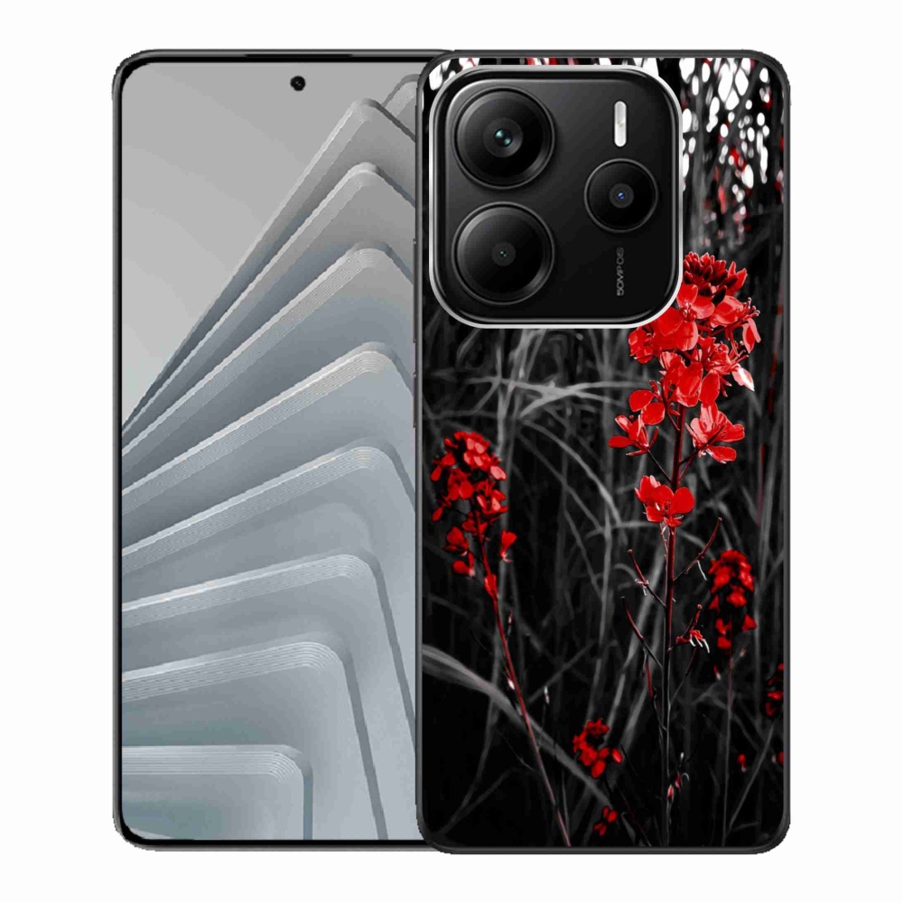 Gelový kryt mmCase na Xiaomi Redmi Note 14 5G - červená rostlina