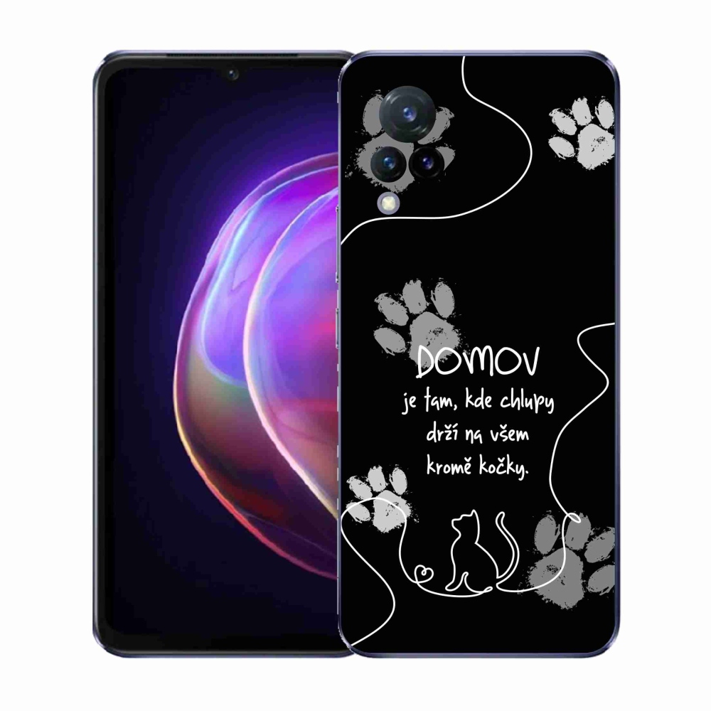 Gelový kryt mmCase na Vivo V21 4G/5G - kočičí motiv černé pozadí