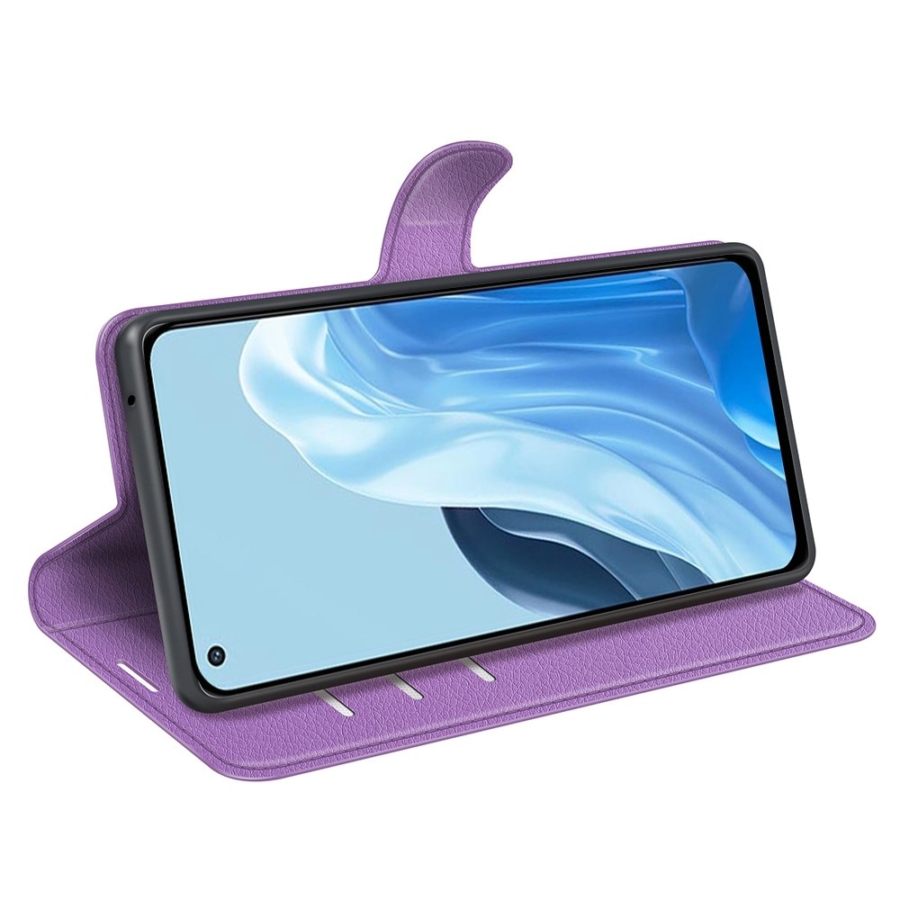 Litchi knížkové pouzdro na Oppo Find X5 Lite - fialové