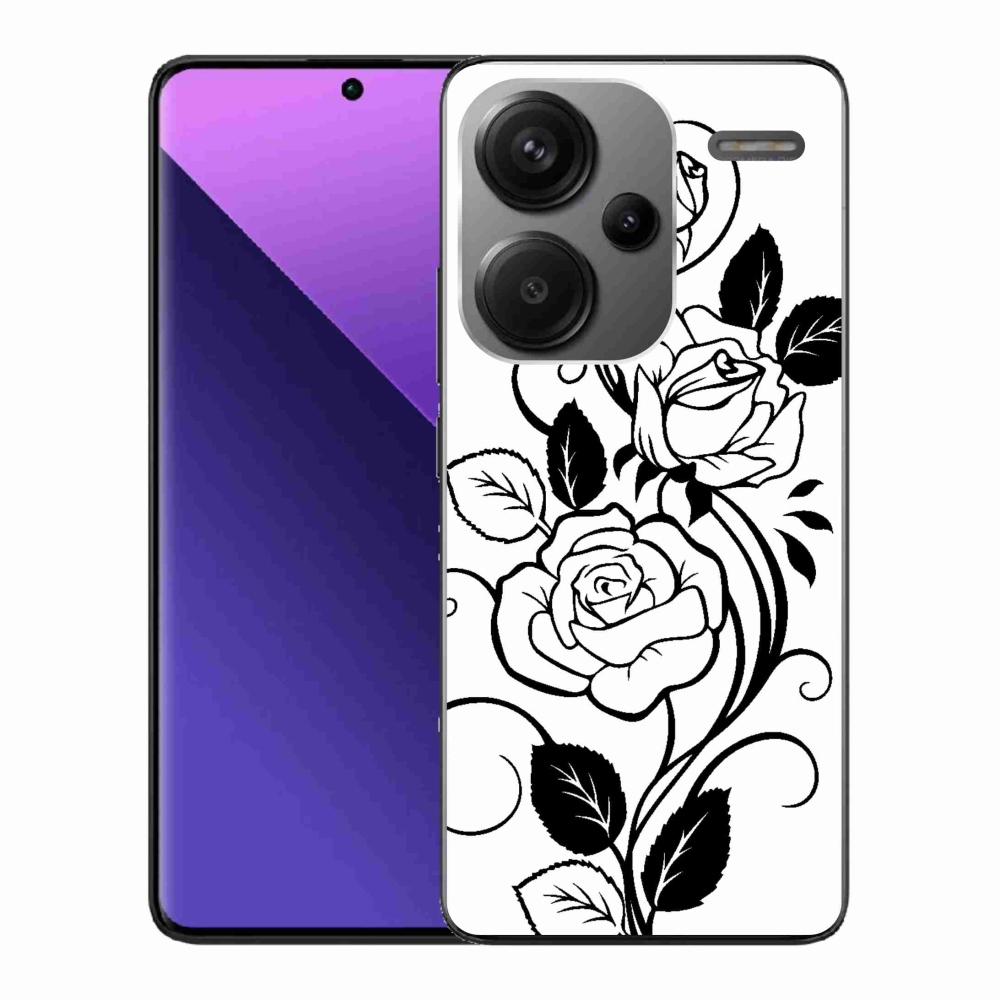 Gelový kryt mmCase na Xiaomi Redmi Note 13 Pro+ 5G - černobílá růže