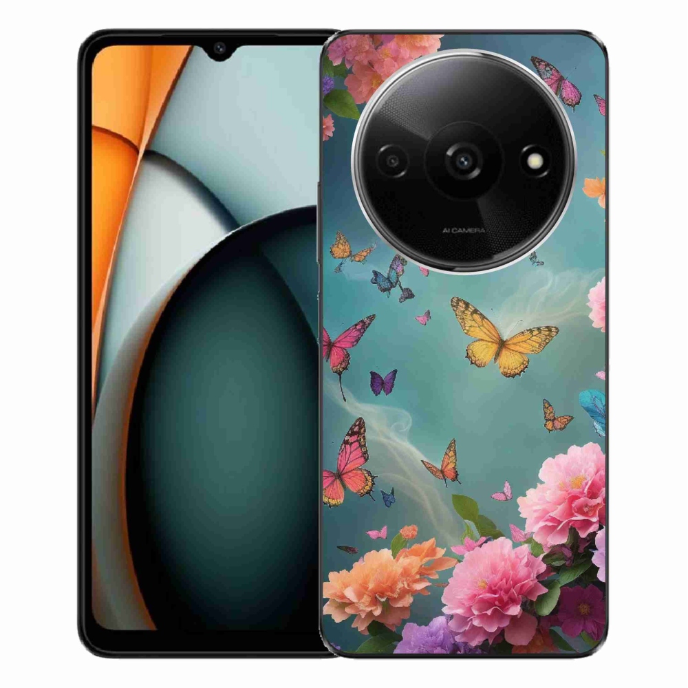 Gelový kryt mmCase na Xiaomi Redmi A3 - barevné květy a motýli