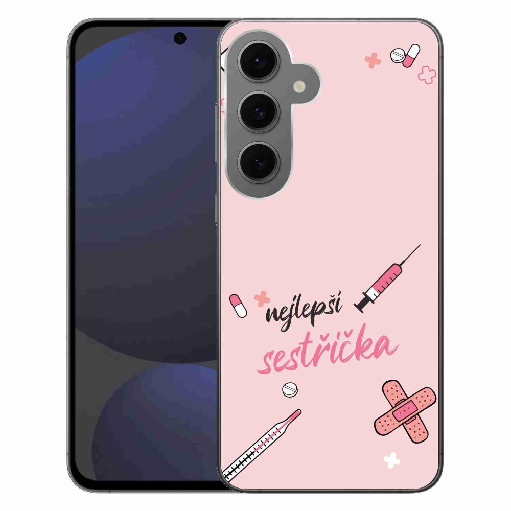 Gelový kryt mmCase na Samsung Galaxy S24 FE - nejlepší sestřička růžové pozadí