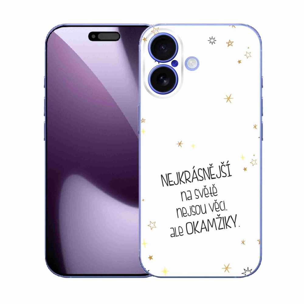 Gelový kryt mmCase na iPhone 17 - citát 4 bílé pozadí