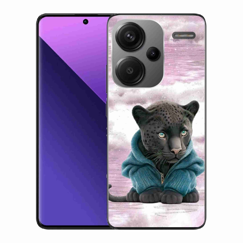 Gelový kryt mmCase na Xiaomi Redmi Note 13 Pro+ 5G - černý panter ve svetru