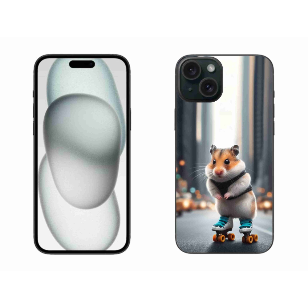 Gelový kryt mmCase na iPhone 15 Plus - křeček na bruslích