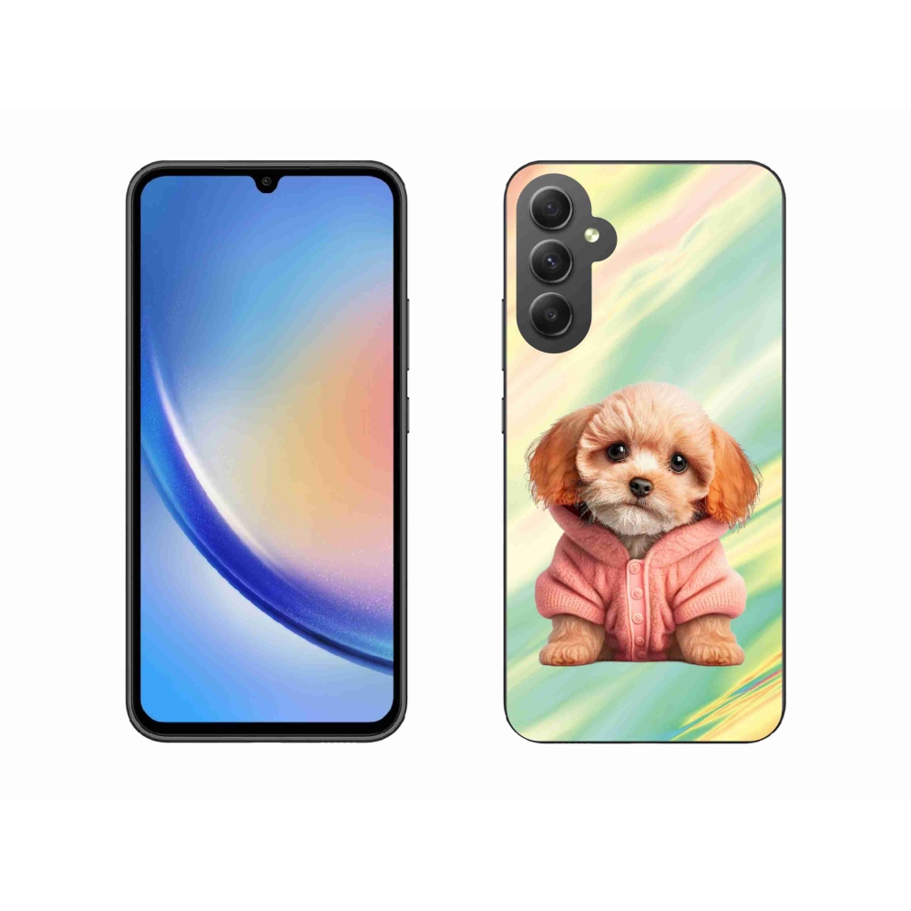 Gelový kryt mmCase na Samsung Galaxy A34 5G - štěně ve svetru
