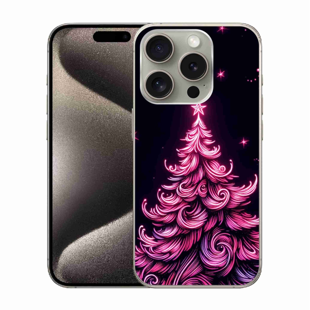 Gelový kryt mmCase na iPhone 15 Pro - neonový vánoční stromek 2