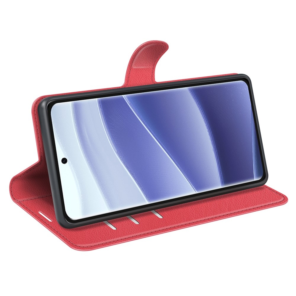 Litchi knížkové pouzdro na Xiaomi Redmi Note 14 Pro 5G/Poco X7 5G - červené