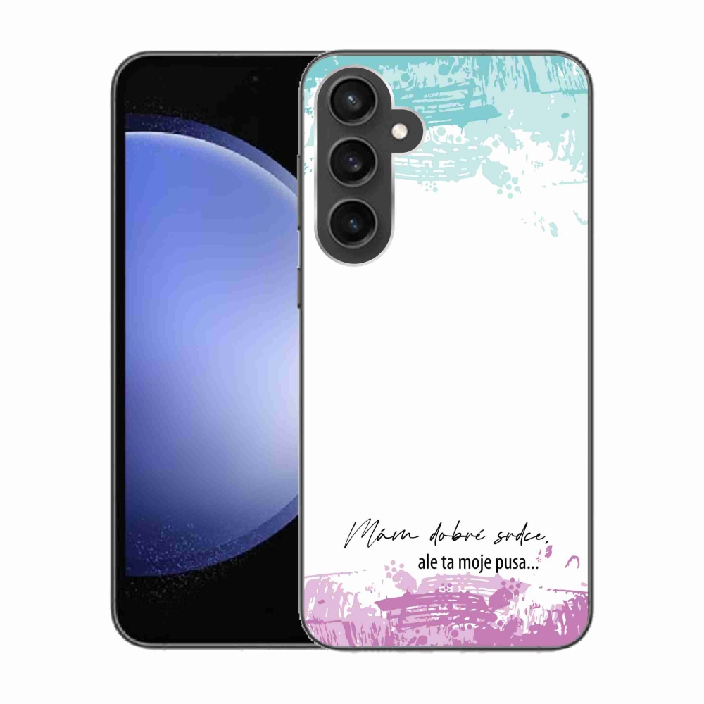 Gelový kryt mmCase na Samsung Galaxy S23 FE - vtipný text 3 bílé pozadí
