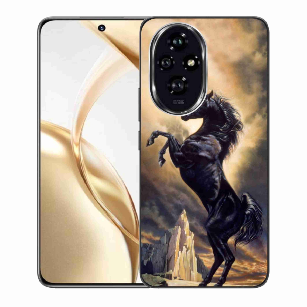 Gelový kryt mmCase na Honor 200 5G - černý kreslený kůň