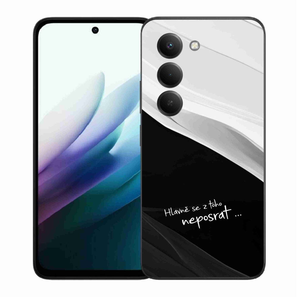 Gelový kryt mmCase na Xiaomi Redmi 15 4G/5G (171mm) - vtipný text 13 černobílé pozadí
