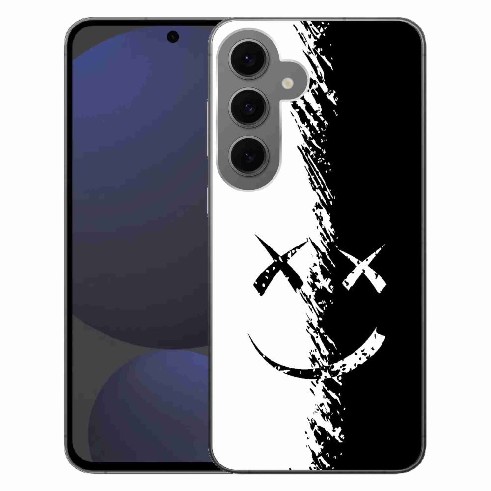 Gelový kryt mmCase na Samsung Galaxy S24 FE - černobílý smajlík