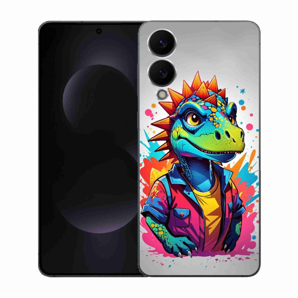 Gelový kryt mmCase na Samsung Galaxy S25 Edge - barevný dinosaurus