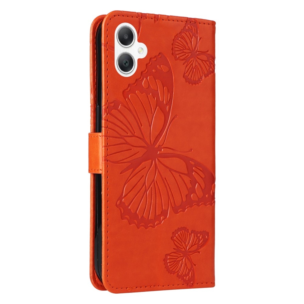 Big Butterfly knížkové pouzdro na Samsung Galaxy A06 4G - oranžové