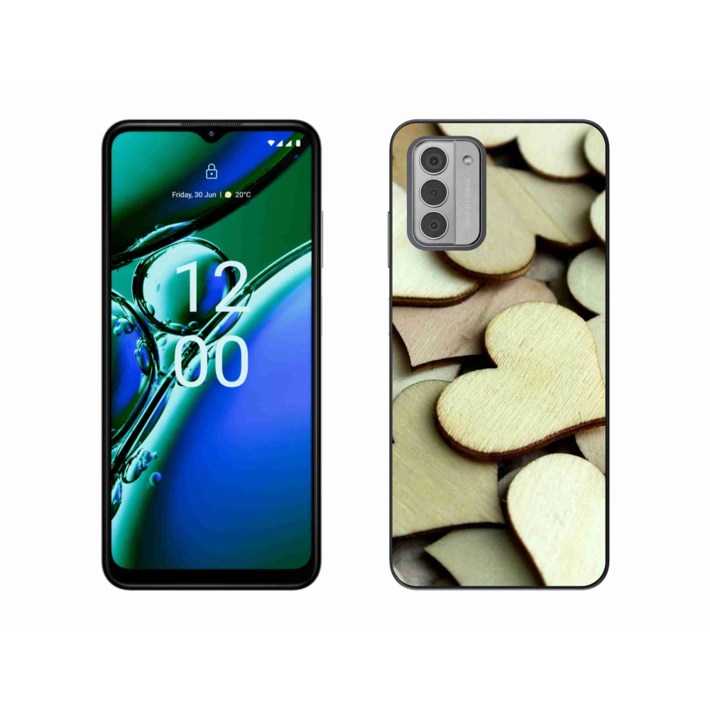 Gelový kryt mmCase na Nokia G42 - dřevěná srdíčka