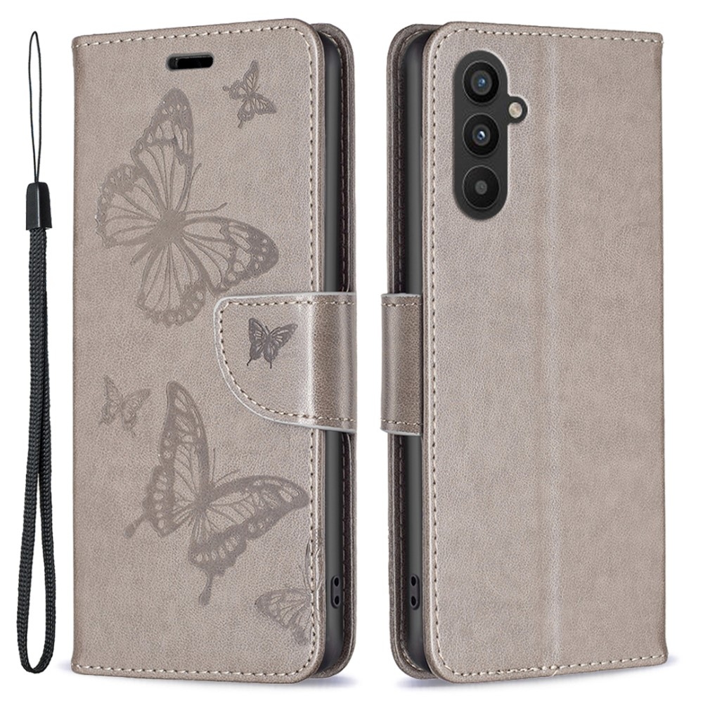 Butterfly knížkové pouzdro na Samsung Galaxy A25 5G - šedé