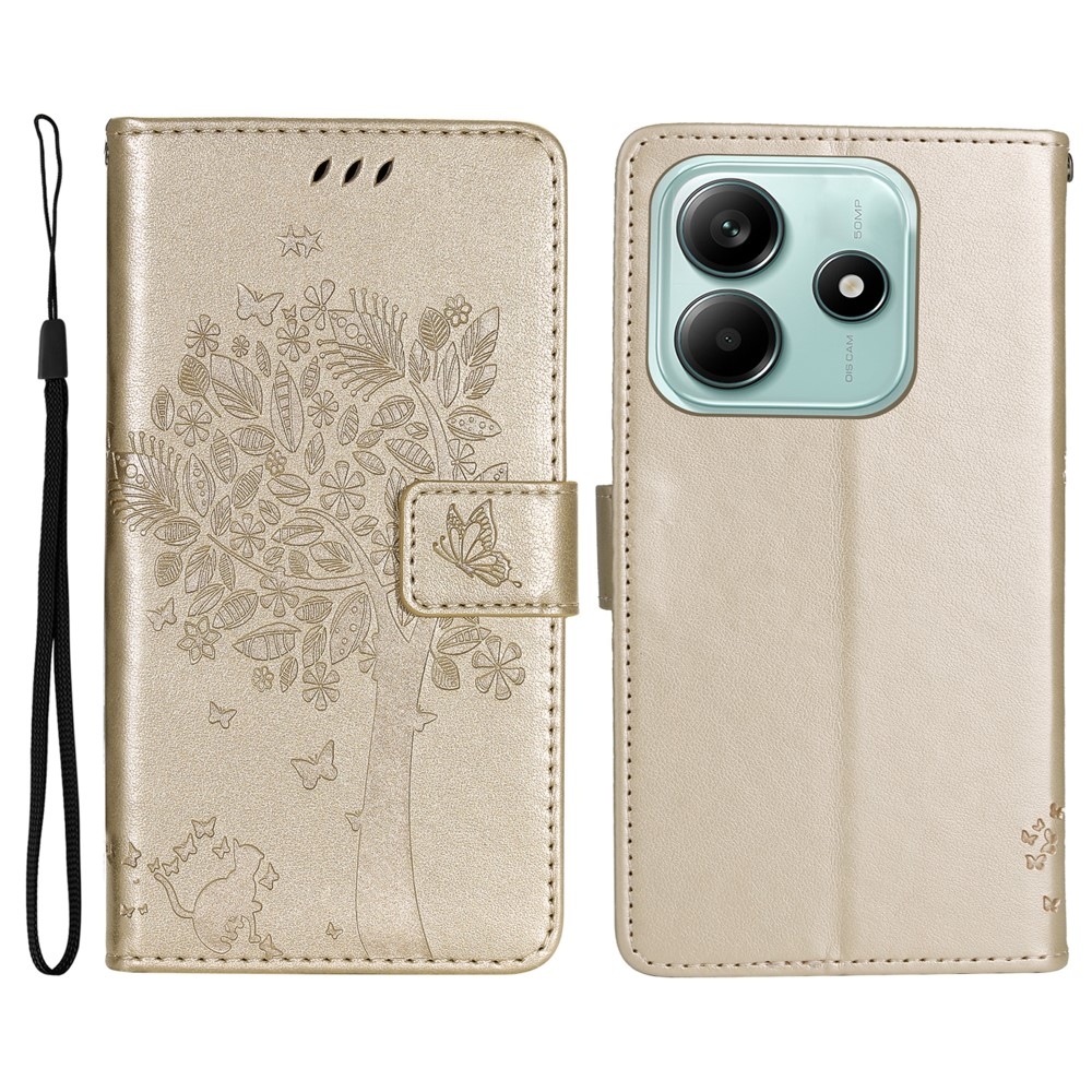 Trees knížkové pouzdro na Xiaomi Redmi Note 14 5G - zlaté